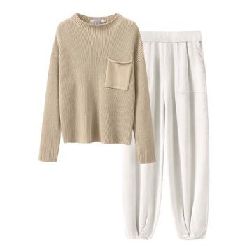 ANRABESS Women's Cozy Knit Two-Piece Lounge Set - Stylish & Comfortable