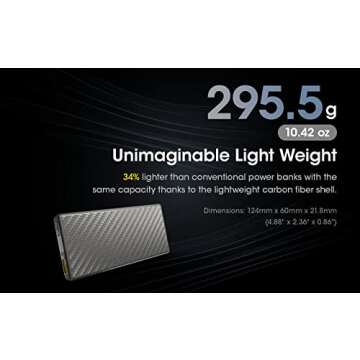 Nitecore Carbo 20000 Lightweight 20000mAh Power Bank for Outdoor, QC PD Quick Charge, USB & USB-C Dual Ports Waterproof Impact Resistant with Lumentac USB Cable