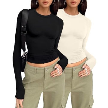 Zicozy 2 Pack Women’s Long Sleeve Thermal Crew Neck Shirts - Essential Layering Tops