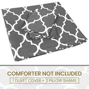 Utopia Bedding Duvet Cover King Size - 1 Duvet Cover with 2 Pillow Shams - 3 Pieces Comforter Cover with Zipper Closure - Ultra Soft Brushed Microfiber, 104 X 90 Inches (King, Quatrefoil Grey)