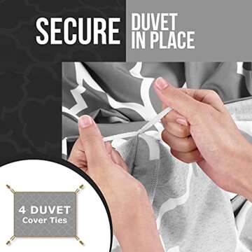 Utopia Bedding Duvet Cover King Size - 1 Duvet Cover with 2 Pillow Shams - 3 Pieces Comforter Cover with Zipper Closure - Ultra Soft Brushed Microfiber, 104 X 90 Inches (King, Quatrefoil Grey)