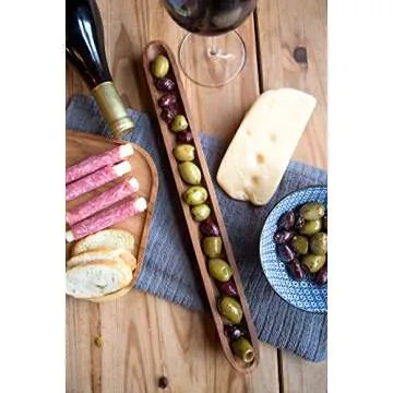 Ironwood Gourmet Olive Canoe - Acacia Wood Serving Platter