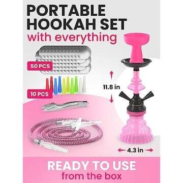 Portable Pink Hookah Set for Easy Enjoyment
