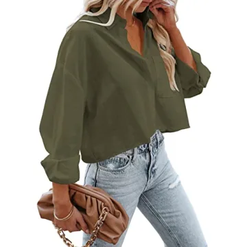 Tankaneo Women's Stylish Cropped Long Sleeve Shirt