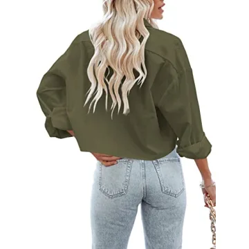 Tankaneo Women's Stylish Cropped Long Sleeve Shirt