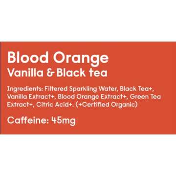 Sound Sparkling Water - Blood Orange w/Vanilla & Black Tea. Organic. Zero Calories. Zero Sugar. Non-GMO. Whole30. Clean Caffeinated Seltzer Water. 12 Fl oz (Pack of 12)