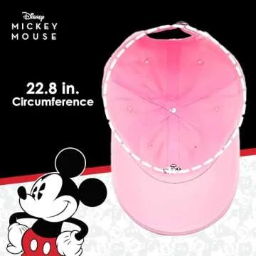 Disney Mickey Mouse Embroidered Cotton Adjustable Dad Hat with Curved Brim, Pink, One Size