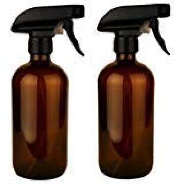 2 Pack,Empty 16oz. Amber Glass Bottle with Black Trigger Sprayer, Refillable Container for Essential Oil, Aromatherapy, Homemade Cleaning Products, Garden Plants Spraying and Kitchen Cooking