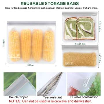 SPLF 18 Pack Reusable Leakproof Storage Bags for Food
