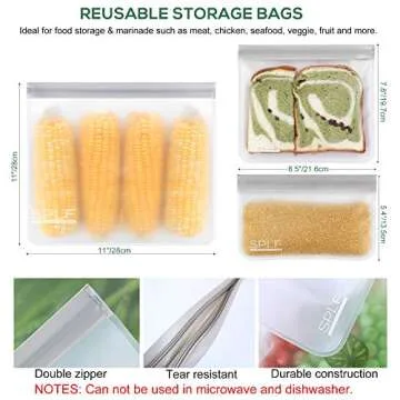 SPLF 18 Pack Reusable Leakproof Storage Bags for Food