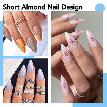 Gel Nail Tips Almond, BettyCora Nail Tips 300Pcs Pre-etched Soft Gel Tips Clear Press On Nails, No Filed, Almond Shape, Medium Length, 15Sizes, 300Pcs
