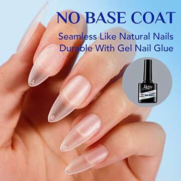 Gel Nail Tips Almond, BettyCora Nail Tips 300Pcs Pre-etched Soft Gel Tips Clear Press On Nails, No Filed, Almond Shape, Medium Length, 15Sizes, 300Pcs