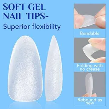 BettyCora Gel Nail Tips 300Pcs Almond Shape for Stunning Nails
