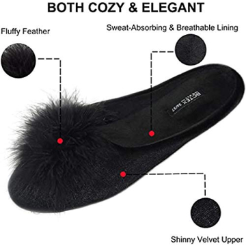 BCTEX COLL Women's Cozy Velvet Memory Foam House Slipper, Ladies Fuzzy Bedroom Slipper Non-slip Sole