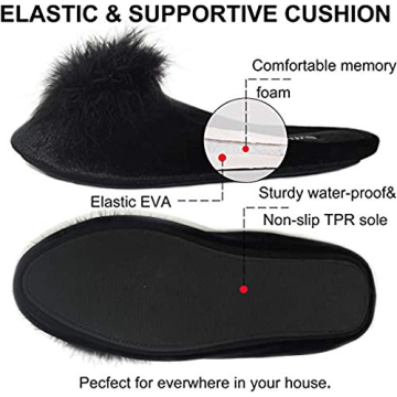 BCTEX COLL Women's Cozy Velvet Memory Foam House Slipper, Ladies Fuzzy Bedroom Slipper Non-slip Sole