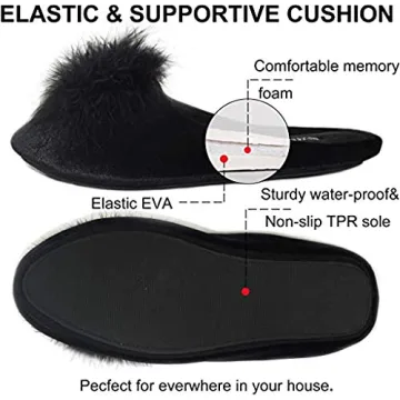 BCTEX COLL Women's Cozy Velvet Memory Foam House Slipper, Ladies Fuzzy Bedroom Slipper Non-slip Sole