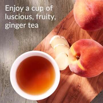 The Republic of Tea Decaf Ginger Peach Black Tea, Tin of 50 Tea Bags