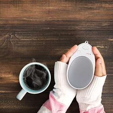 Treva Rechargeable Hand Warmer - Double Pad Portable Heated Electric Hand Warmer with Lanyard – Skiing, Hunting, Fishing, Golf, Camping Accessories, Great Winter Gift (1 Pack)