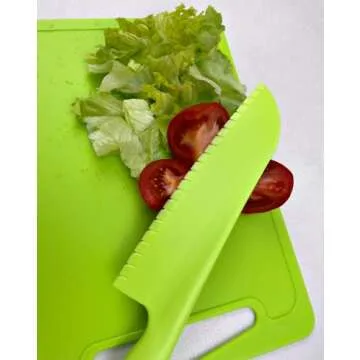 jawbush Professional Lettuce Knife, 11" Serrated Salad Knife for Veggies, Fruit, Bread, Cake, Salad, Plastic Kitchen Nylon Knife for Cooking and Cutting to Prevent Browning, Warm Xmas Gift, Green