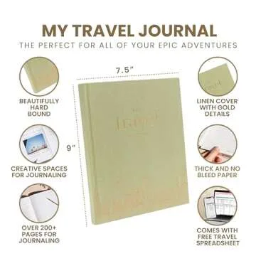 Inspired Ink Travel Journal for Women and Men Travel Bucket List Journal 210 Pages Traveler Adventure Notebook – Itinerary Planner Organizer & Traveling Memory Diary Memorial Gift for Travelers - Green