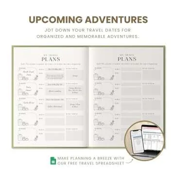 Inspired Ink Travel Journal for Women and Men Travel Bucket List Journal 210 Pages Traveler Adventure Notebook – Itinerary Planner Organizer & Traveling Memory Diary Memorial Gift for Travelers - Green