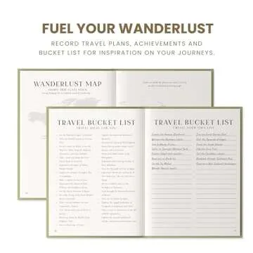 Inspired Ink Travel Journal for Women and Men Travel Bucket List Journal 210 Pages Traveler Adventure Notebook – Itinerary Planner Organizer & Traveling Memory Diary Memorial Gift for Travelers - Green