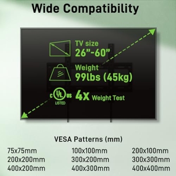 USX Mount Low Profile Tilt TV Wall Mount for 26-60" TVs