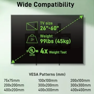 USX Mount Low Profile Tilt TV Wall Mount for 26-60" TVs