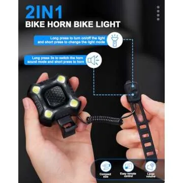 EQIIO 140dB Electric Bike Horn with Front Light