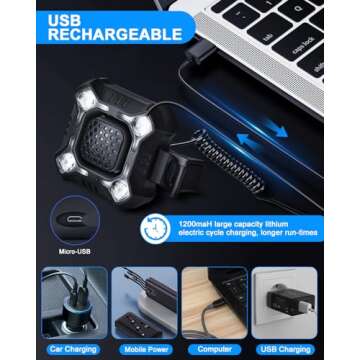 EQIIO 140dB Electric Bike Horn with Front Light