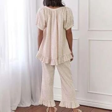 Comfortable Argeousgor Women Plaid Pajama Set for Style