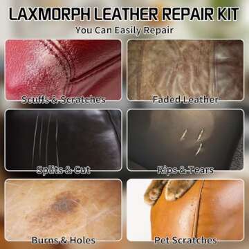 Laxmorph Leather Repair Kit for Furniture, Leather Vinyl Repair Kit for Car Interior,Couch, Jacket, and Purse - Fixes Tears, Burn Holes, and Scratches