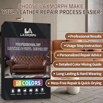 Laxmorph Leather Repair Kit for Furniture, Leather Vinyl Repair Kit for Car Interior,Couch, Jacket, and Purse - Fixes Tears, Burn Holes, and Scratches