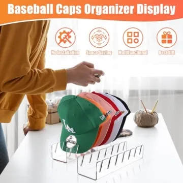 Sloworld Hat Stand for Baseball Caps, 2-Pc Acrylic Organizer