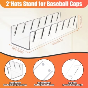 Sloworld Hat Stand for Baseball Caps, 2-Pc Acrylic Organizer