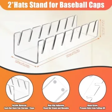 Sloworld Hat Stand for Baseball Caps, 2-Pc Acrylic Organizer
