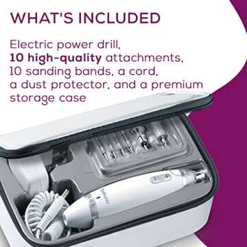 Beurer MP62 Professional Nail Drill Kit, Portable Electric File Machine with 10 Attachments & 10 Sanding Bands, Efile Dremel for Acrylic Gel Manicure and Pedicure, LED Light, with Storage Case, MP62