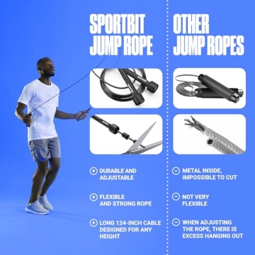 Durable SPORTBIT Adjustable Jump Rope for Fitness and Workout