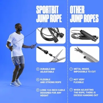 Durable SPORTBIT Adjustable Jump Rope for Fitness and Workout