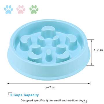 UPSKY Slow Feeder Dog Bowl No Choking Slow Feeder Bloat Stop Dog Food Water Bowl with Funny Pattern for Small and Medium Dogs (12-61 lbs)