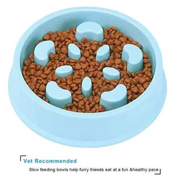 UPSKY Slow Feeder Dog Bowl No Choking Slow Feeder Bloat Stop Dog Food Water Bowl with Funny Pattern for Small and Medium Dogs (12-61 lbs)