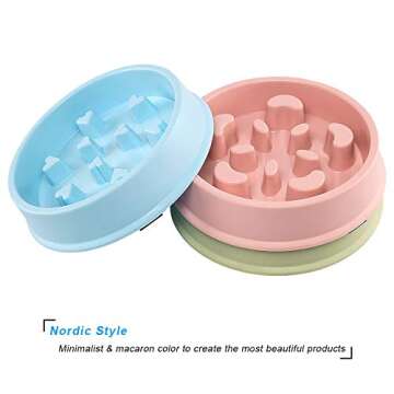 UPSKY Slow Feeder Dog Bowl No Choking Slow Feeder Bloat Stop Dog Food Water Bowl with Funny Pattern for Small and Medium Dogs (12-61 lbs)