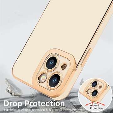 Lafunda Compatible for iPhone 13 Case Cute, Luxury Golden Edge Electroplate Case for Women Girls, Fu...