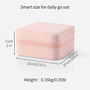 Vlando PU Leather Small Jewelry Travel Organizer, Travel Jewelry Case for Ring, Mini Jewelry Box for Earring, Necklace, Bracelet - Pink