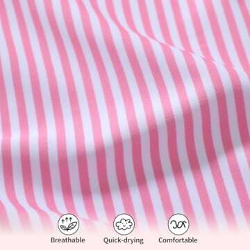 YOUNGER TREE Toddler Swimsuit Girl Color Block Stripe One-Piece Swimwear Baby Girl Bathing Suits （Pink-Stripe, 3-4 Years）