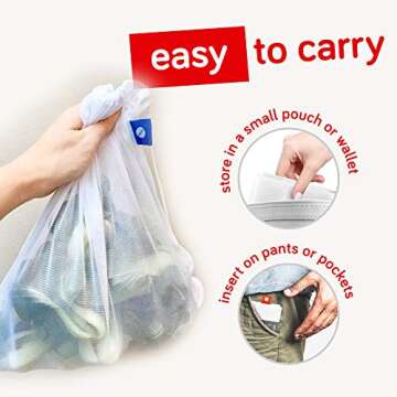 Reusable Produce Bags, Washable Mesh Bags for Fruits and Vegetables, Set of 10 - Flip and Tumble