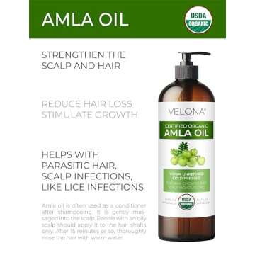 velona Amla Oil USDA Certified Organic - 8 oz | 100% Pure and Natural Carrier Oil | Extra Virgin, Un...