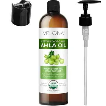 velona Amla Oil USDA Certified Organic - 8 oz | 100% Pure and Natural Carrier Oil | Extra Virgin, Unrefined, Cold Pressed | Hair Growth, Body, Face & Skin Care | Use Today - Enjoy Results…