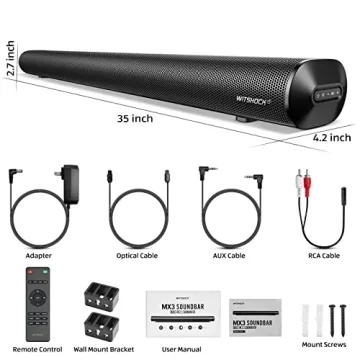 WITSHOCK Sound Bar with Built-in Subwoofer - Immersive Audio