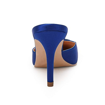 Coutgo Women's Satin Rhinestone Stiletto Sandals 8.5 Blue